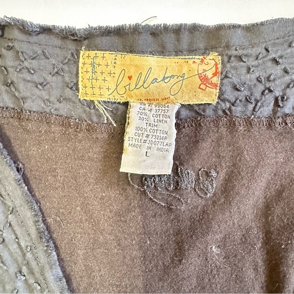 Vintage Y2K Billabong Summer Black Babydoll Midi Dress Cotton Linen Size Large - Picture 8 of 12